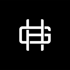 Initial letter G and H, GH, HG, overlapping interlock monogram logo, white color on black background