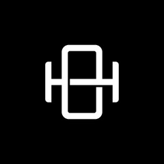 Initial letter H and O, HO, OH, overlapping interlock monogram logo, white color on black background