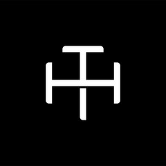 Initial letter H and T, HT, TH, overlapping interlock monogram logo, white color on black background