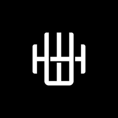 Initial letter H and W, HW, WH, overlapping interlock monogram logo, white color on black background