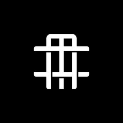Initial letter I and M, IM, MI, overlapping interlock monogram logo, white color on black background