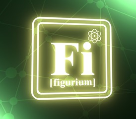 Figurium fictional chemical element. Creative typography poster concept. Health chemistry. Gym and fitness concept. 3D rendering