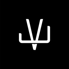 Initial letter J and V, JV, VJ, overlapping interlock monogram logo, white color on black background