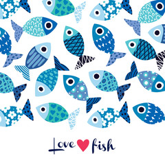 Cute postcard with decorative fish.