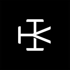 Initial letter K and I, KI, IK, overlapping interlock monogram logo, white color on black background