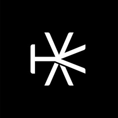Initial letter K and X, KX, XK, overlapping interlock monogram logo, white color on black background