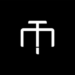 Initial letter M and T, MT, TM, overlapping interlock monogram logo, white color on black background