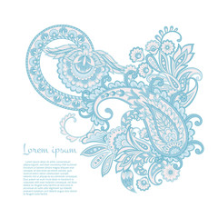 Vector Paisley greeting card in indian style