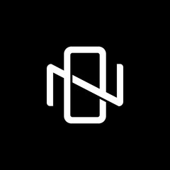 Initial letter N and O, NO, ON, overlapping interlock monogram logo, white color on black background