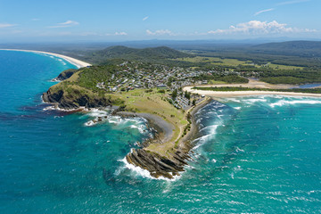 Aerial view over Crescent Head and surrounds on the Mid North Coast of New South Wales, Australia