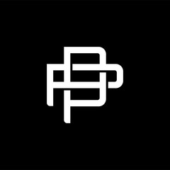 Initial letter P and P, PP, overlapping interlock monogram logo, white color on black background