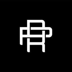 Initial letter P and R, PR, RP, overlapping interlock monogram logo, white color on black background