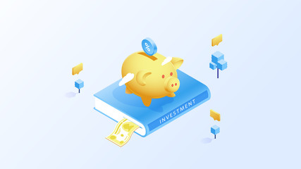 Fototapeta premium augmented expanded reality Concept. Investment guide, 3d isometric design. Vector illustration.