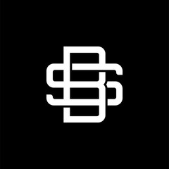 Initial letter S and B, SB, BS, overlapping interlock monogram logo, white color on black background