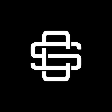 Initial letter S and C, SC, CS, overlapping interlock monogram logo, white color on black background