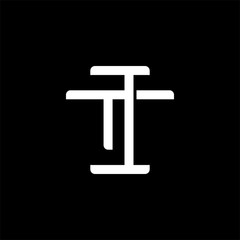 Initial letter T and I, TI, IT, overlapping interlock monogram logo, white color on black background