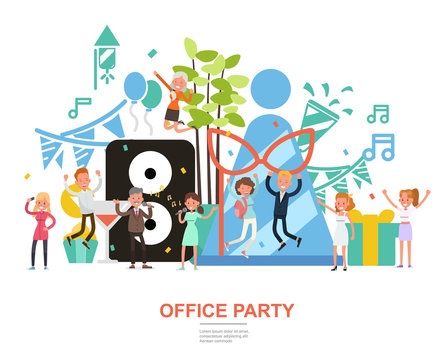 People character vector design. Office party concept. For background, banner, website and landing page. no2
