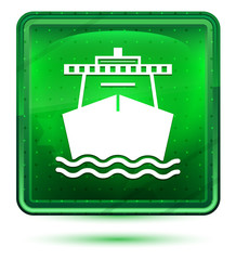 Ship icon neon light green square button