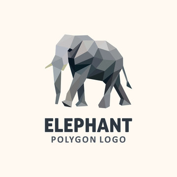 Elephant low poly logo design