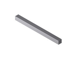 Metal square bar. Isolated on white background. 3D rendering illustration.