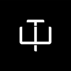 Initial letter W and T, WT, TW, overlapping interlock monogram logo, white color on black background