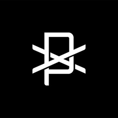 Initial letter X and P, XP, PX, overlapping interlock monogram logo, white color on black background