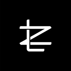 Initial letter Z and L, ZL, LZ, overlapping interlock monogram logo, white color on black background - obrazy, fototapety, plakaty
