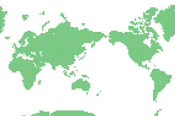 Fototapeta na wymiar A world map composed of dots. ドットで構成された世界地図