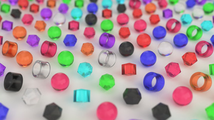 Pattern from colorful primitives on white surface