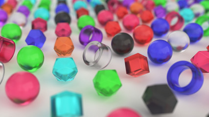 Pattern from colorful primitives on white surface