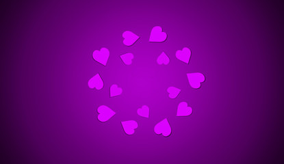 Purple hearts Valentines day background.