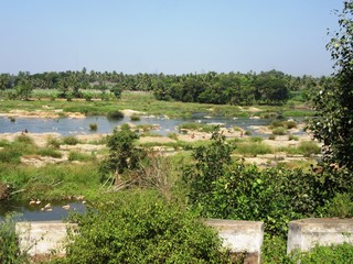 Flußlandschaft in Shrirangapattana in der Nähe von Mysore / Südindien