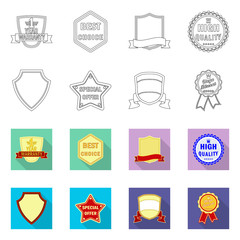 Vector illustration of emblem and badge logo. Collection of emblem and sticker vector icon for stock.