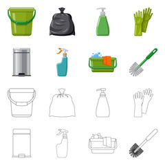 Vector illustration of cleaning and service icon. Collection of cleaning and household stock vector illustration.