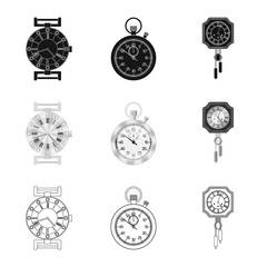 Obraz na płótnie Canvas Vector design of clock and time symbol. Set of clock and circle stock symbol for web.