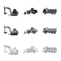 Vector illustration of build and construction symbol. Collection of build and machinery stock symbol for web.
