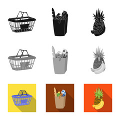 Vector illustration of food and drink logo. Set of food and store stock symbol for web.