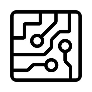 Computer chip circuit board semiconductors line art vector icon for apps and websites