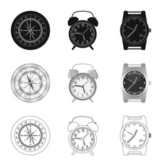 Isolated object of clock and time icon. Collection of clock and circle vector icon for stock.