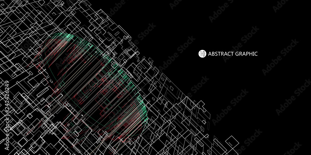 Poster collapse effect of virtual space, sense of future science and technology.