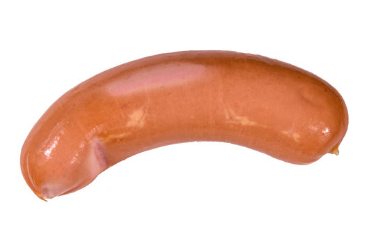 One sausage isolated on the white background