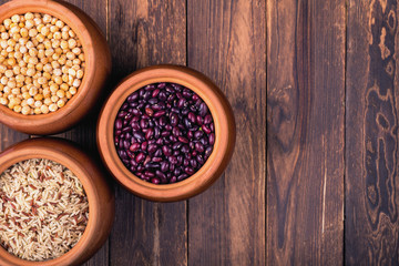 Obraz na płótnie Canvas The concept of natural healthy food. Grains beans closeup. Superfood.