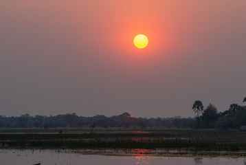 Sonnenuntergang am Thamalakane River, Maun, Botswana