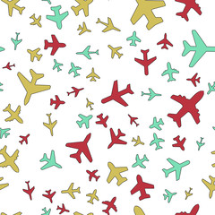 Plane, aircraft Travel concept. Seamless vector EPS 10 pattern
