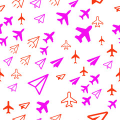 Obraz na płótnie Canvas Plane, aircraft Travel concept. Seamless vector EPS 10 pattern