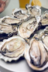 Crédence de cuisine en verre imprimé Crustacés oysters on a large plate