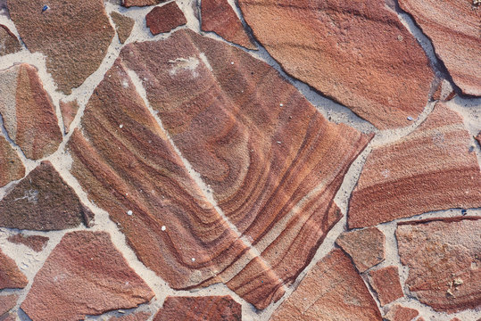 Natural red sandstone tile for the decorating, texture of material for construction