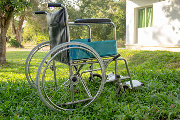 Wheelchair in the garden.