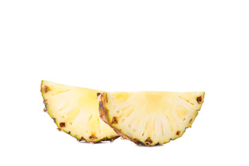 Fresh ripe pineapple slices isolated on white background