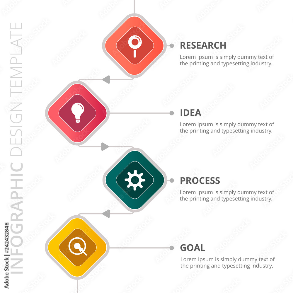 Poster process infographic template design with 4 steps - vector illustration